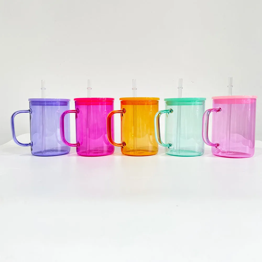 17oz Sublimation Glass Plastic Mugs With Handles With PP Lids, Handle, And  Straw Perfect For Coffee, Juice, Summer Drinkware Z11 From Hc_network005,  $2.71